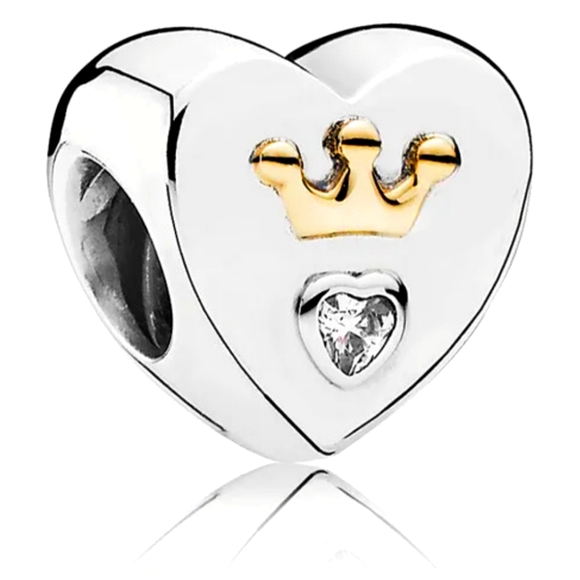 Authentic Pandora Majestic Heart Charm with 14K Gold 791739CZ - Picture 1 of 8